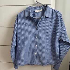 LOFT Pinstripe with gems button up